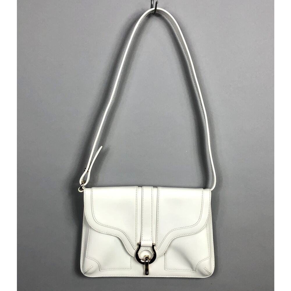 Y2K Kate Spade Gavin Sutton White Leather Shoulder Bag Clasp Gold Hardware
